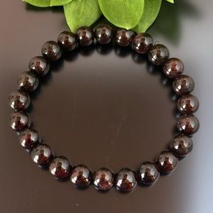Garnet 8mm Natural Stone Beads Stretchable Bracelet